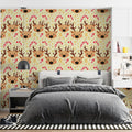 Cheerful Reindeer and Snowflake Mural Wallpaper — Whimsical Holiday Mural Wallpaper - room preview 02