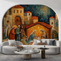 Nativity Oil Painting Mural Wallpaper — Impressionist Wall Art Mural Wallpaper - room preview 02