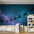 Cosmic Santa Sleigh Ride Mural Wallpaper — Magical Night Sky Mural Wallpaper - room preview 02