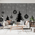 Winter Forest and Ornament Mural Wallpaper — Modern Graphic Design Mural Wallpaper - room preview 02