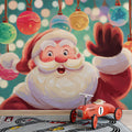 Cheerful Santa Portrait Mural Wallpaper — Festive Holiday Art Mural Wallpaper - room preview 02