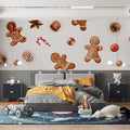 Watercolor Gingerbread and Candy Holiday Mural Wallpaper - room preview 02