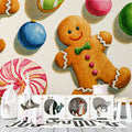 Gingerbread and Ornament Holiday Illustration Mural Wallpaper - room preview 02