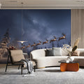 Midnight Sleigh Ride Mural Wallpaper — Festive Winter Landscape Mural Wallpaper - room preview 02