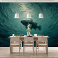 Deep Sea Schooling Fish Mural Wallpaper — Oil Painting Style Mural Wallpaper - room preview 02