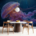 Luminous Jellyfish Deep Sea Mural Wallpaper — Ethereal Ocean Art Mural Wallpaper - room preview 02