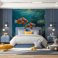 Clownfish Reef Mural Wallpaper — Impressionistic Aquatic Art Mural Wallpaper - room preview 02