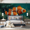 Clownfish and Sea Anemone Mural Wallpaper — Oil Painting Style Mural Wallpaper - room preview 02