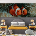 Clownfish and Anemone Impasto Style Mural Wallpaper - room preview 02