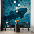 Deep Sea Vortex Mural Wallpaper — Moody Blue Ocean Illustration Mural Wallpaper - room preview 02