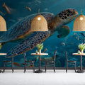 Sea Turtle Coral Reef Mural Wallpaper — Underwater Aquatic Scene Mural Wallpaper - room preview 02