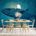 Abyssal Fish Mural Wallpaper — Swirling Impressionistic Marine Design Mural Wallpaper - room preview 02