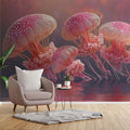 Floating Jellyfish Cluster Mural Wallpaper — Dreamy Pastel Art Mural Wallpaper - room preview 02