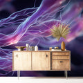 Bioluminescent Fiber Mural Wallpaper — Abstract Neon Fluid Art Mural Wallpaper - room preview 02
