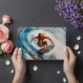 Surfer Wave Impasto Oil Painting Mural — Coastal Action Decor Mural Wallpaper - room preview 02