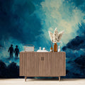 Silhouettes in Dark Water Gorge Mural Wallpaper — Abstract Oil Painting Mural Wallpaper - room preview 02