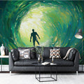 Surfer in Barrel Wave Mural Wallpaper — Expressive Impasto Art Mural Wallpaper - room preview 02