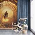 Surfer inside Golden Ocean Wave Mural Wallpaper - room preview 02
