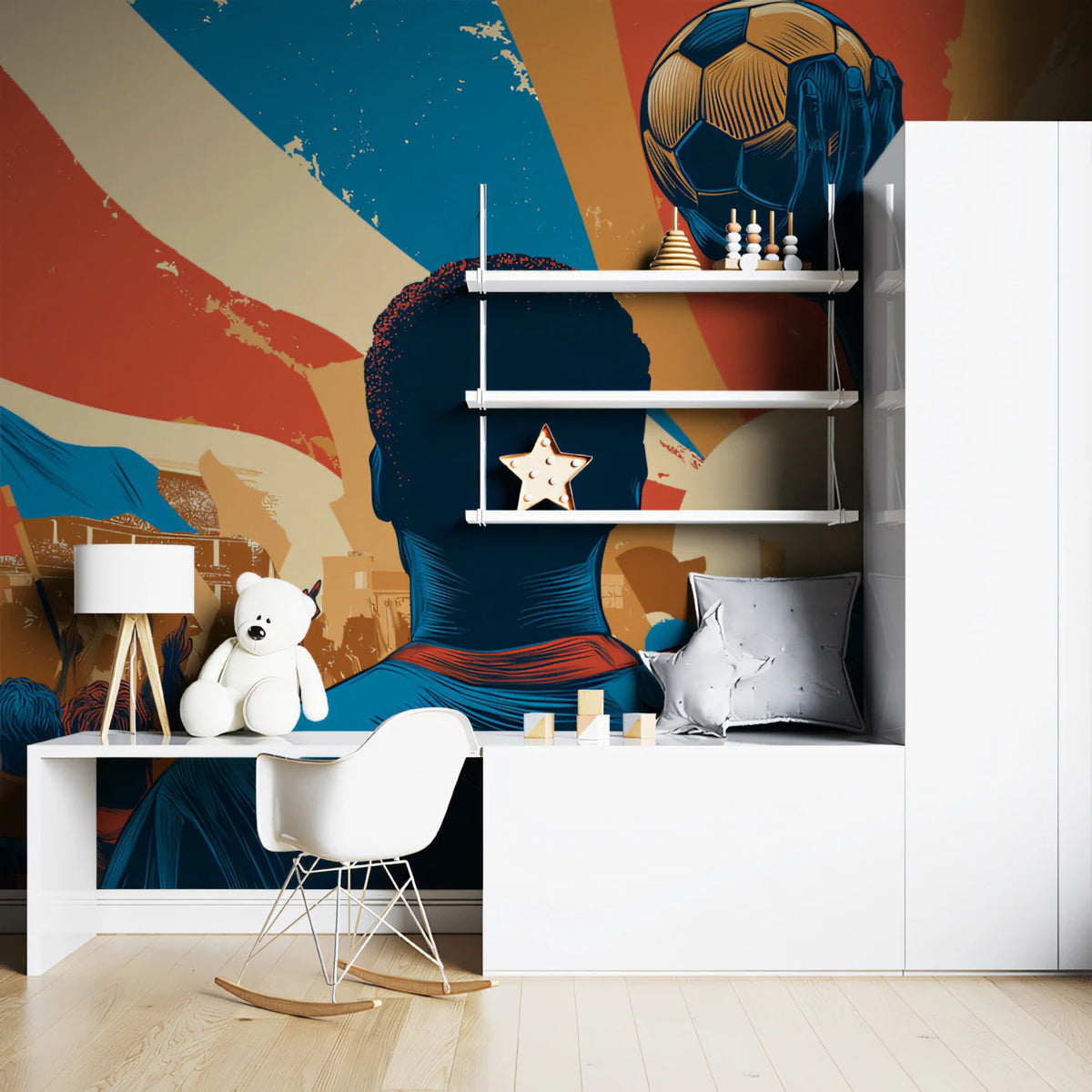 Victory Silhouette Mural Wallpaper — Retro Sports Art Motif Mural Wallpaper - room preview 02