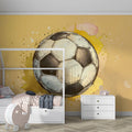 Soccer Ball Watercolor Mural Wallpaper — Artistic Neutral Design Mural Wallpaper - room preview 02