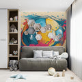 Abstract Soccer Ball Mural Wallpaper with Splatter Paint Motifs Mural Wallpaper - room preview 02