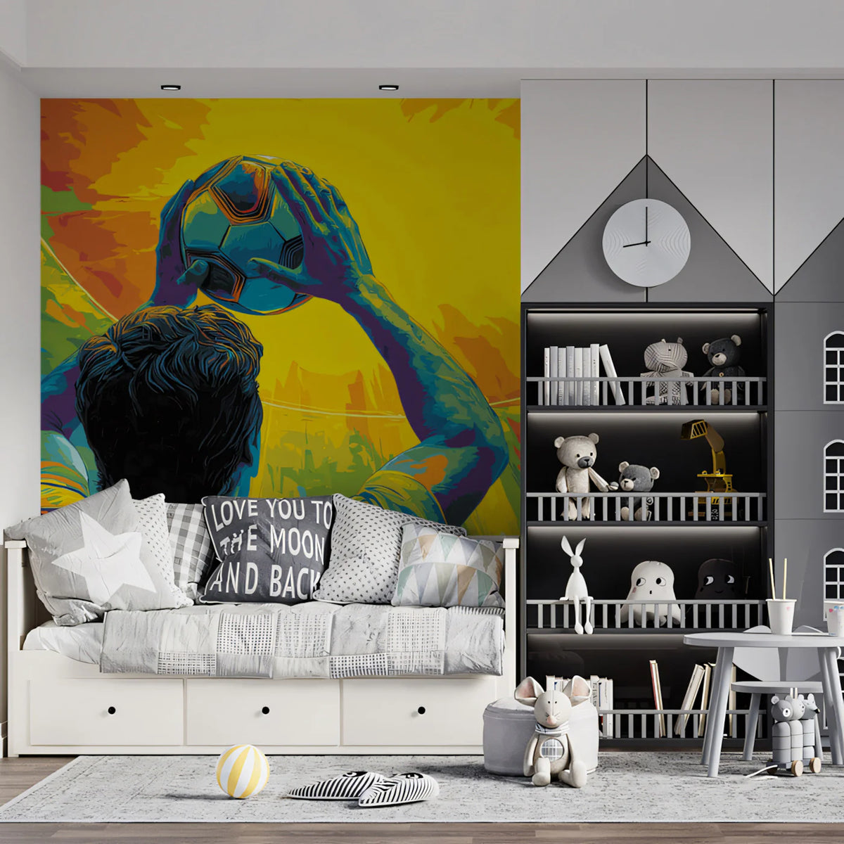 Victory Celebration Mural Wallpaper — Vibrant Pop Art Stadium Scene Mural Wallpaper - room preview 02