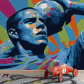 Dynamic Footballer Pop Art Mural Wallpaper — Vivid Graphic Portrait Mural Wallpaper - room preview 02