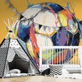 Abstract Soccer Ball Mural Wallpaper — Vibrant Splatter Art Design Mural Wallpaper - room preview 02