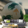 Modern Soccer Ball Mural Wallpaper with Forest Green and Gold Accents Mural Wallpaper - room preview 02