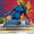 Female Footballer Action Mural Wallpaper — Pop Art Comic Style Mural Wallpaper - room preview 02