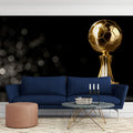 Gleaming Gold Soccer Trophy Mural Wallpaper — Modern Sports Decor Mural Wallpaper - room preview 02