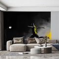 Dynamic Football Strike Mural Wallpaper — High Contrast Action Art Mural Wallpaper - room preview 02