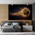 Fiery Soccer Ball Mural Wallpaper — High-Energy Athletic Design Mural Wallpaper - room preview 02