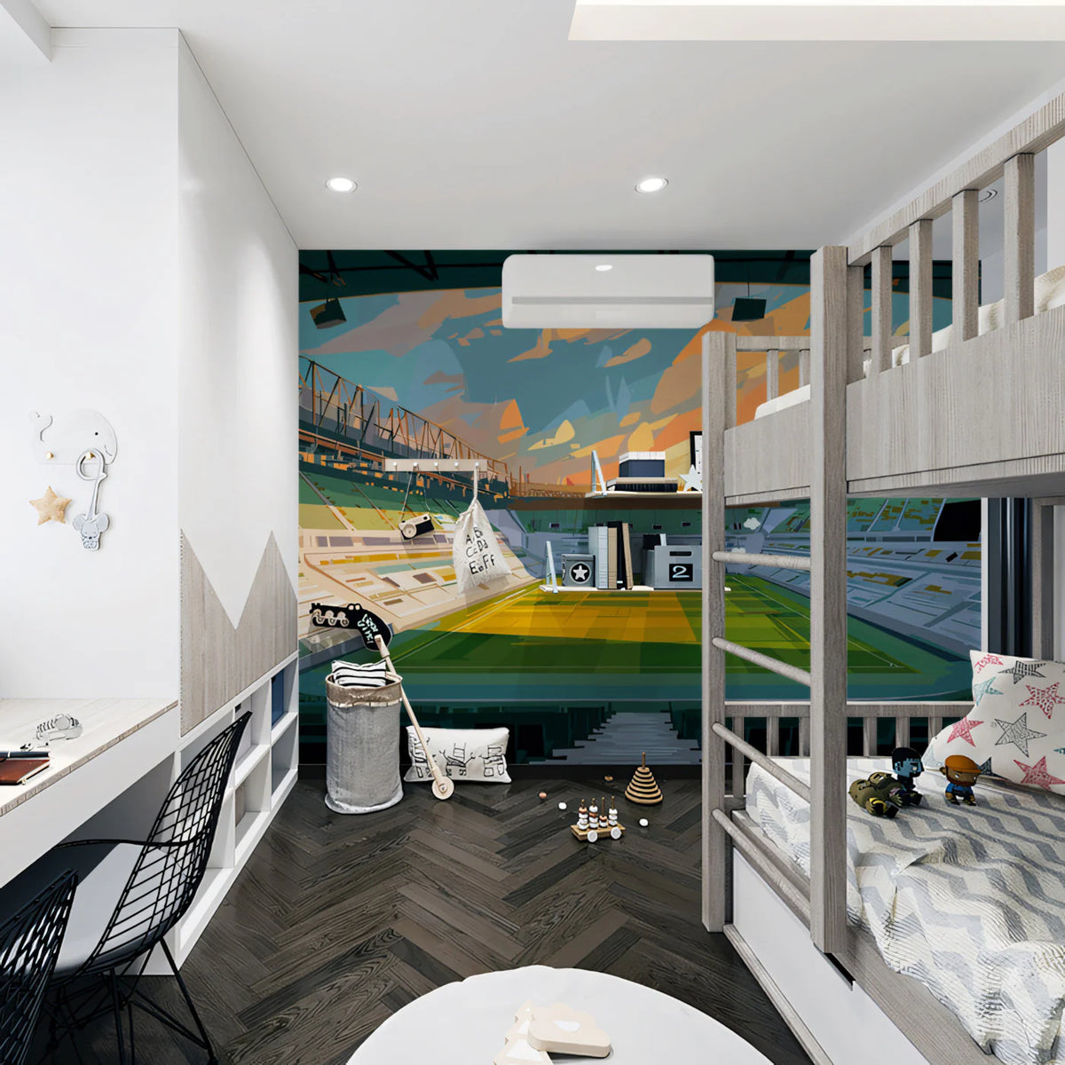 Sunrise Stadium Abstract Mural Wallpaper — Painterly Sport Motif Mural Wallpaper - room preview 02