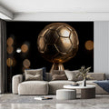 Golden Soccer Trophy Mural Wallpaper — Cinematic Achievement Decor Mural Wallpaper - room preview 02