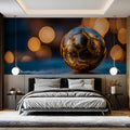 Golden Soccer Ball Bokeh Mural Wallpaper — Cinematic Sport Design Mural Wallpaper - room preview 02