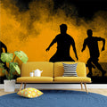 Soccer Action Mural Wallpaper — Dynamic Silhouette and Smoke Burst Mural Wallpaper - room preview 02
