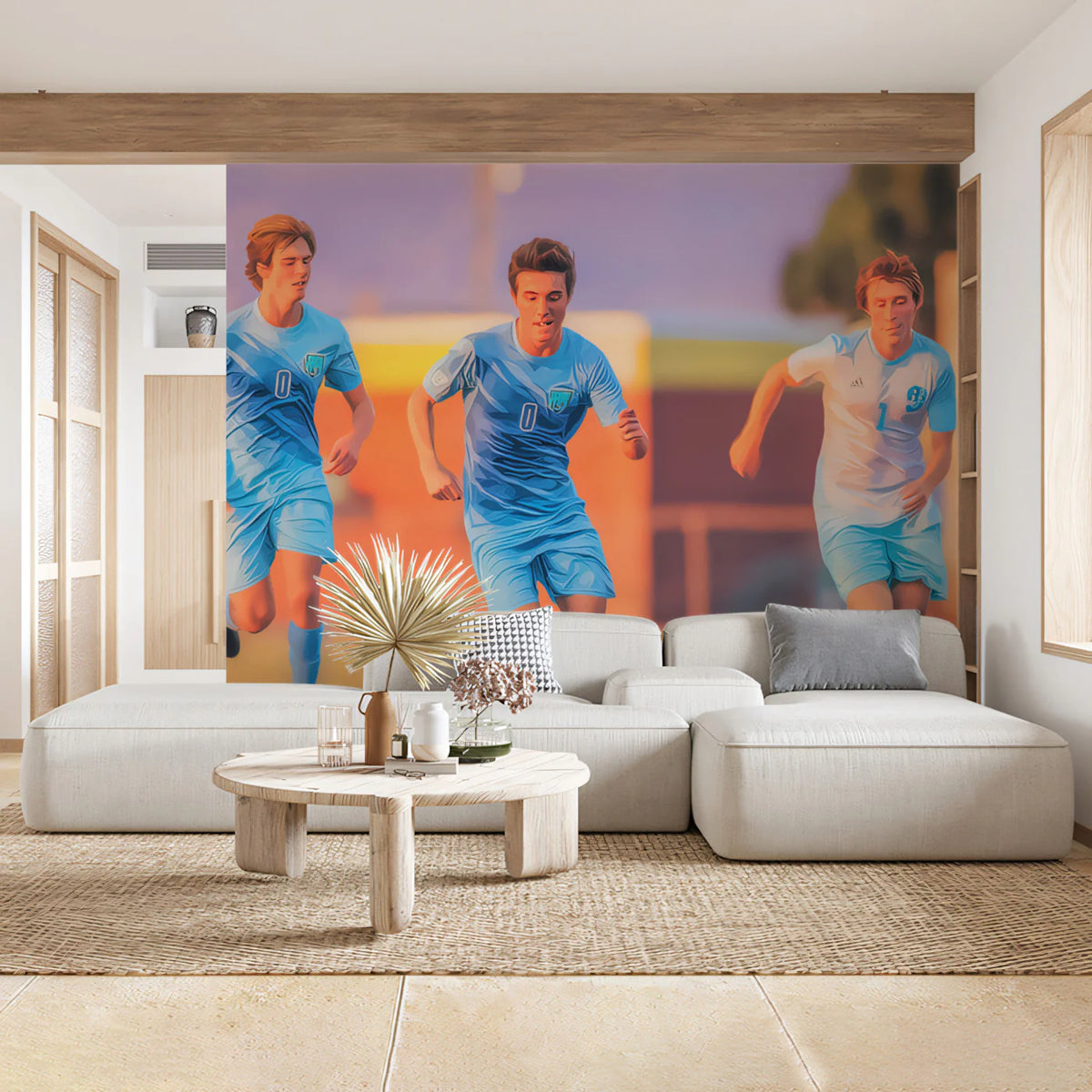 Impressionist Soccer Match Mural Wallpaper — Artistic Sport Scene Mural Wallpaper - room preview 02