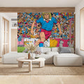 Retro Football Comic Mural Wallpaper — 80s Sports Illustration Mural Wallpaper - room preview 02