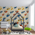 Retro Soccer Sketch Mural Wallpaper —Playful Sports Motif Mural Wallpaper - room preview 02