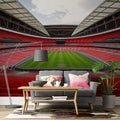 Empty Stadium Red Seating Mural Wallpaper — Athletic Geometry Mural Wallpaper - room preview 02