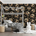 Golden Soccer Ball Repeat Mural Wallpaper — Luxurious Sports Motif Mural Wallpaper - room preview 02