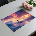 Neon Sunset Surfer Wave Mural Wallpaper — Electric Coastal Decor Mural Wallpaper - room preview 02