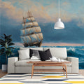 Tall Ship at Sea Mural Wallpaper — Oil Painting Nautical Design Mural Wallpaper - room preview 02