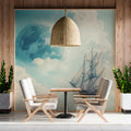 Celestial Sailing Ship Mural Wallpaper — Surreal Sky Cloud Scenery Mural Wallpaper - room preview 02