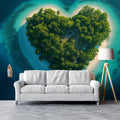 Heart-Shaped Tropical Island Mural Wallpaper — Aerial Ocean View Mural Wallpaper - room preview 02