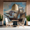 Galleon at Sea Mural Wallpaper — Oil Painting Style Maritime Art Mural Wallpaper - room preview 02