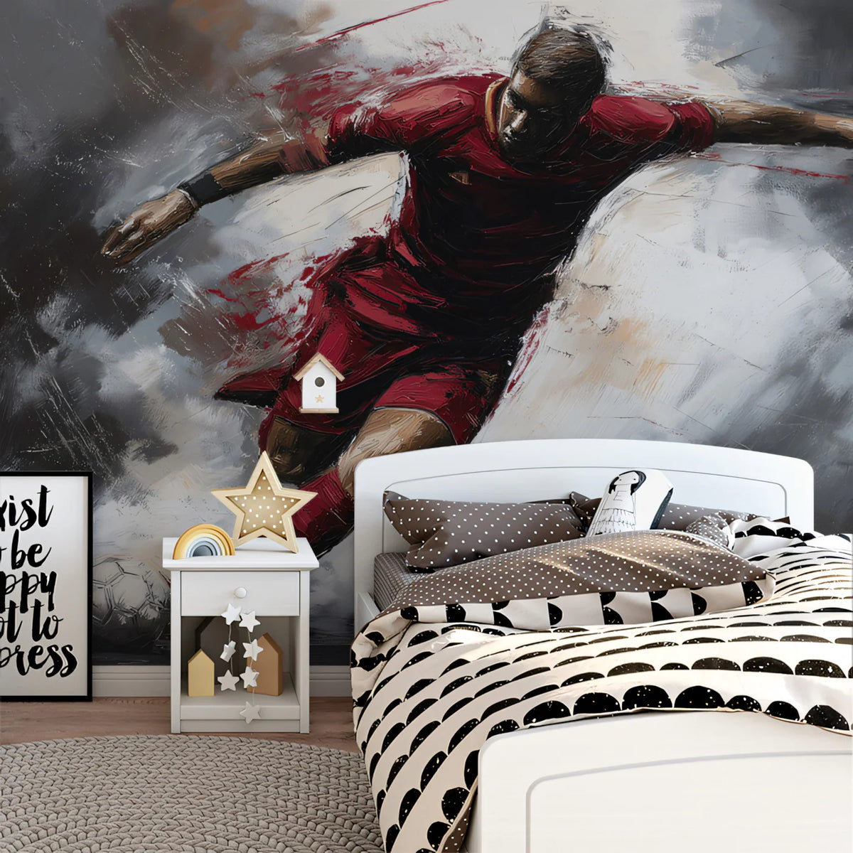 Dynamic Soccer Action Mural Wallpaper — Expressionist Athletic Art Mural Wallpaper - room preview 02