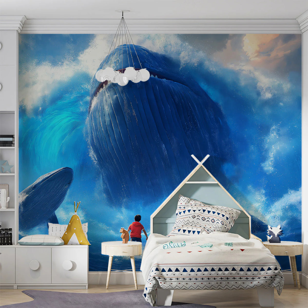 Ocean Giants Encounter Mural Wallpaper — Cinematic Fantasy Scene Mural Wallpaper - room preview 02
