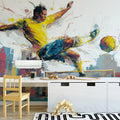 Brazilian Footballer Mural Wallpaper — Dynamic Urban Sports Art Mural Wallpaper - room preview 02